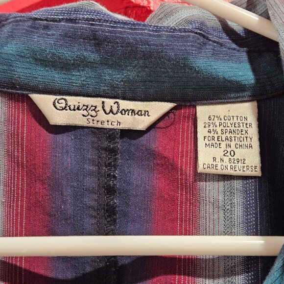 Quizz woman stretch hook front stripe Longsleeve blouse sz 20 women - Picture 4 of 7